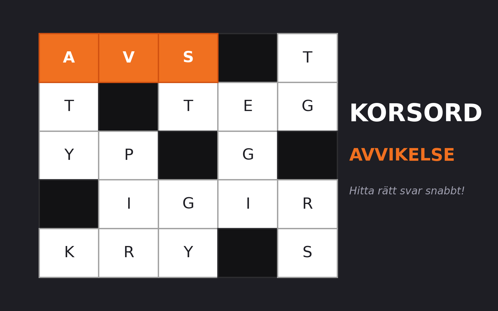 Avvikelse korsord