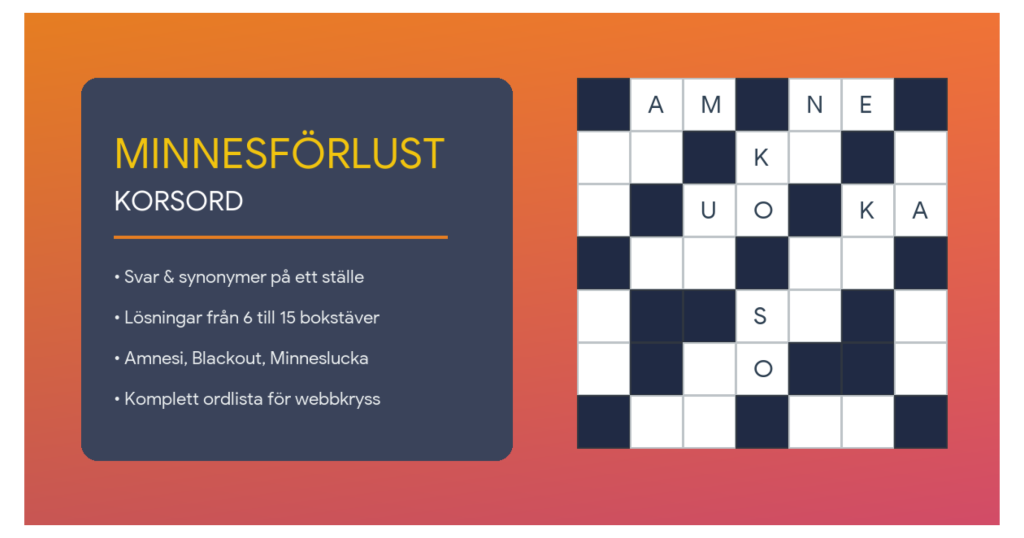 Minnesförlust korsord